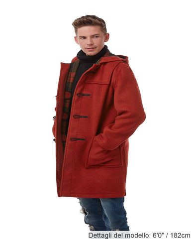 Montgomery Originale Uomo Vestibilita’ Classica, Con Cappuccio Staccabile e Olivette In Corno - Arancio Bruciato