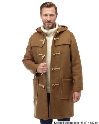 Cappotto Duffle da uomo dal taglio classico con alette in legno - Camello