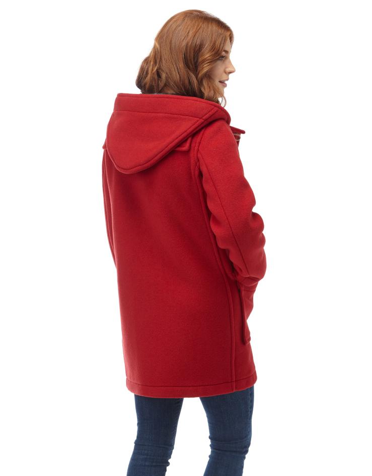 Cappotto Duffle da donna dal taglio classico con alette di legno - Rosso