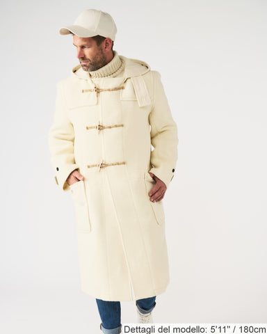 Borsone originale Teddy extra lungo da uomo con alamari in legno - Bianco