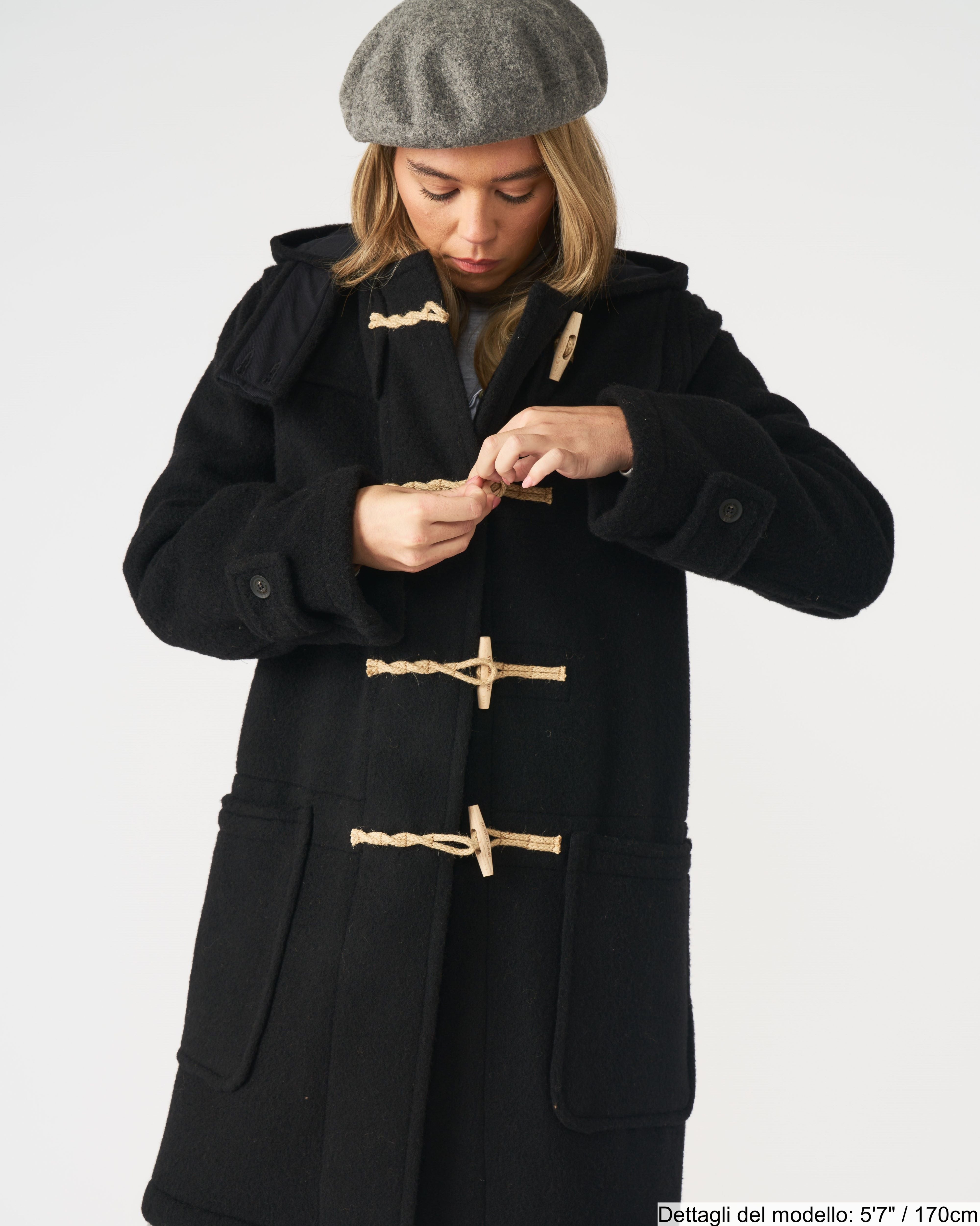 Borsone lungo originale Francigina da donna con alamari in legno - Nero