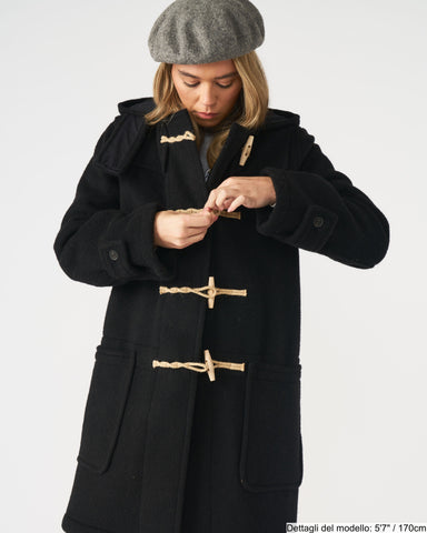 Borsone lungo originale Francigina da donna con alamari in legno - Nero