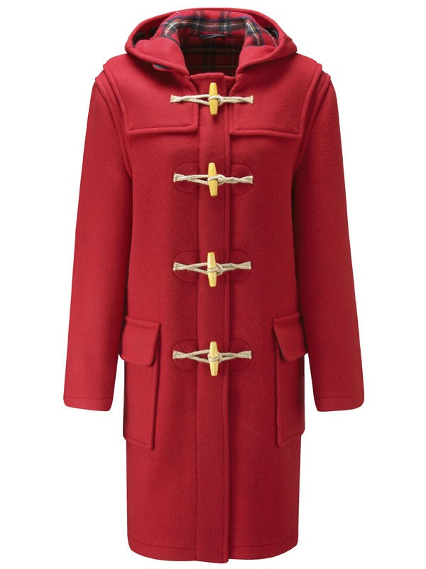 Cappotto Duffle da donna dal taglio classico con alette di legno - Rosso