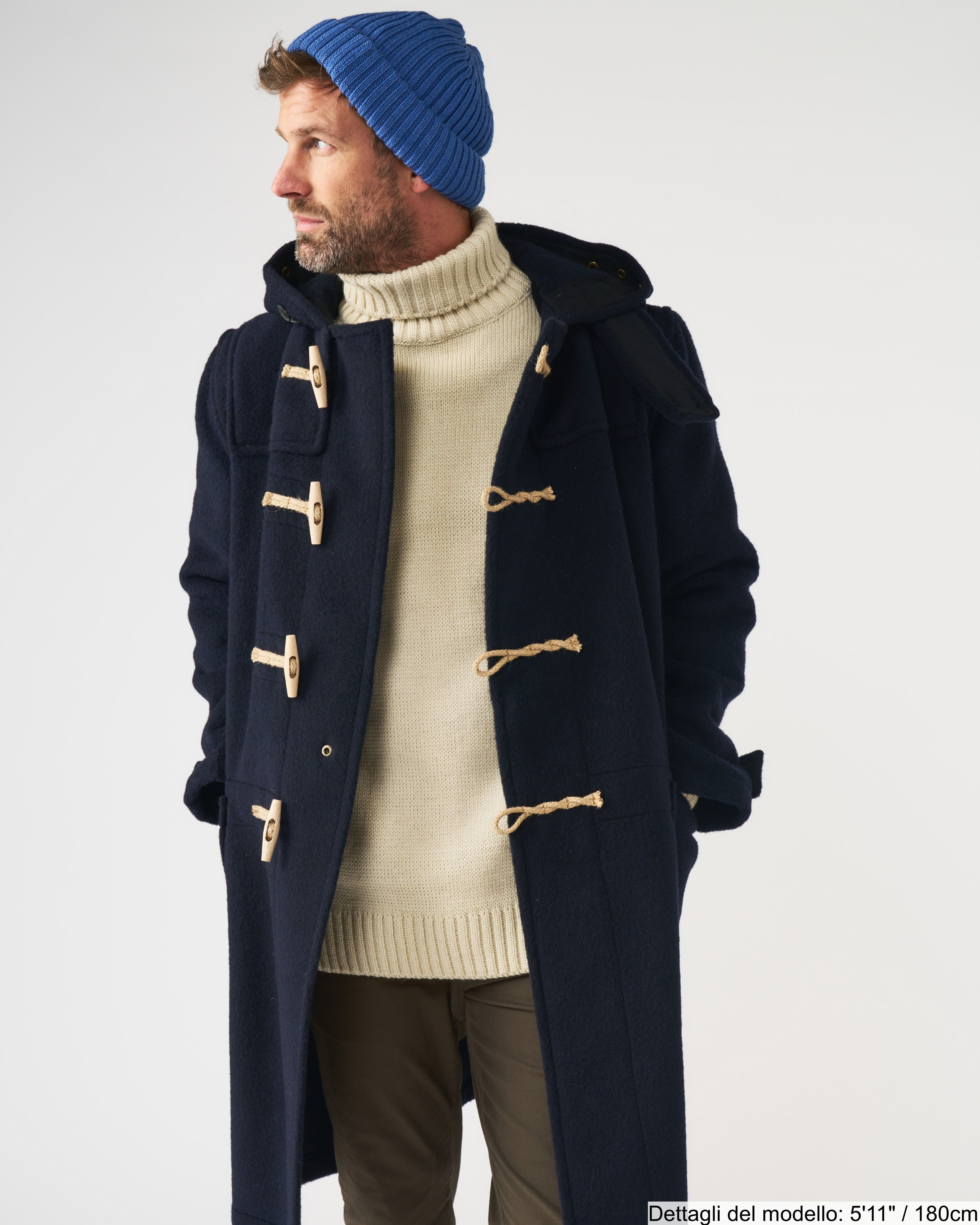 Borsone lungo originale maremmano da uomo con alamari in legno - Blu Scuro