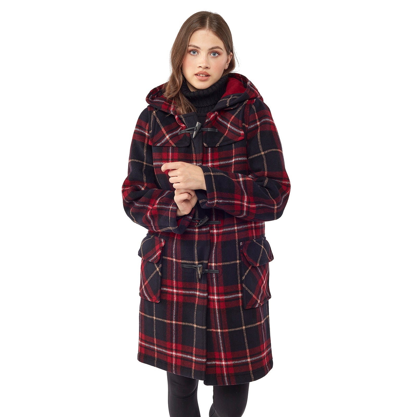 Montgomery Originale Classico Donna Con Alamari In Corno - Tartan Bordeaux