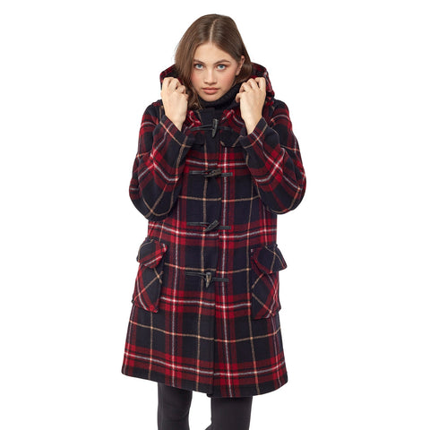 Montgomery Originale Classico Donna Con Alamari In Corno - Tartan Bordeaux