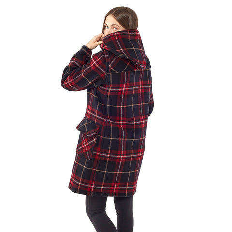 Montgomery Originale Classico Donna Con Alamari In Corno - Tartan Bordeaux