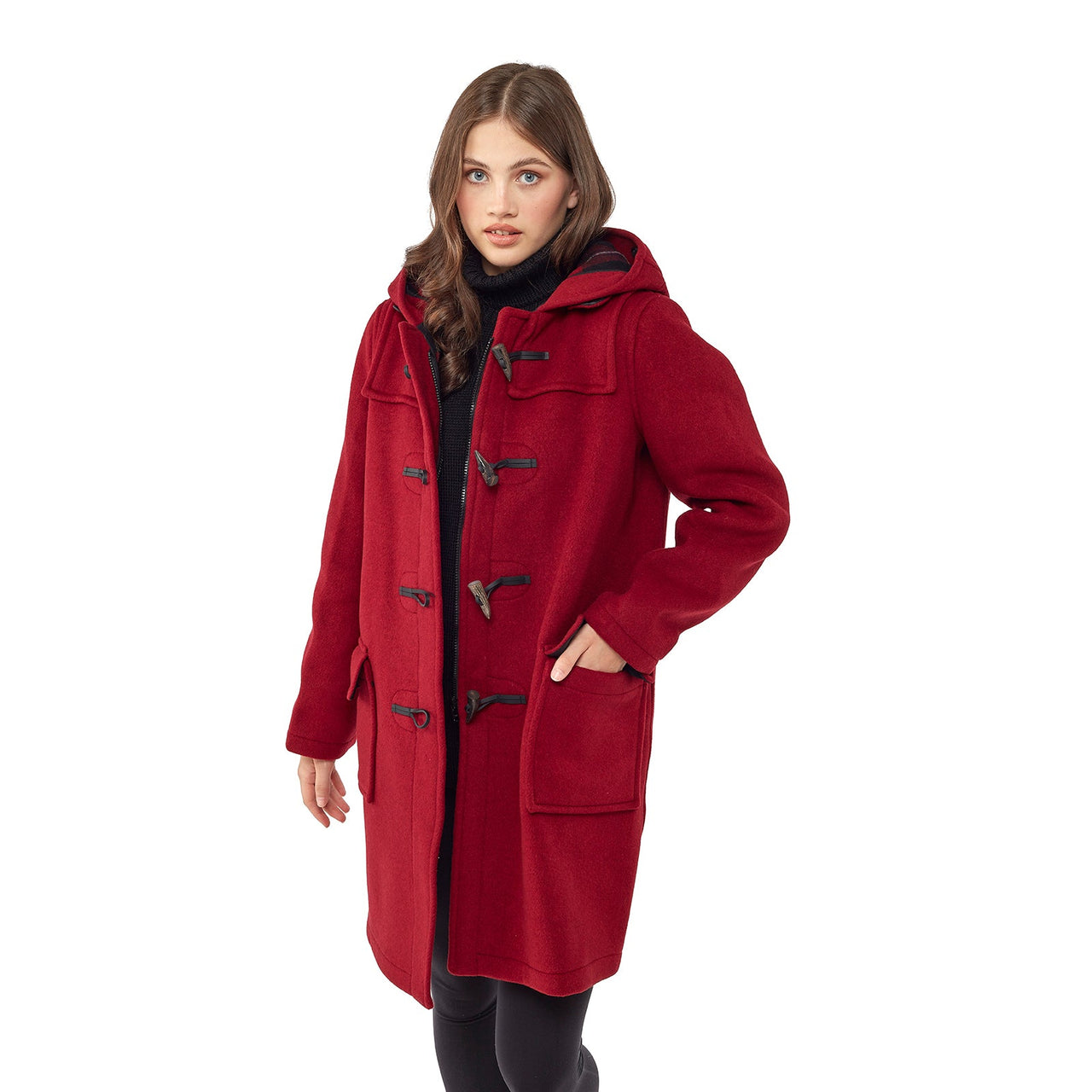 Women's Classic Fit Duffle Coat Burgundy