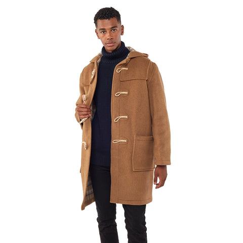 Cappotto Duffle da uomo dal taglio classico con alette in legno - Camello