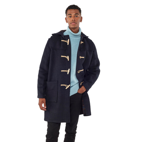 Cappotto Duffle da uomo dal taglio classico con alette in legno - Blu Navy