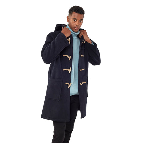 Cappotto Duffle da uomo dal taglio classico con alette in legno - Blu Navy