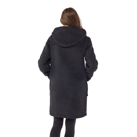 Cappotto Duffle da donna dal taglio classico con alette di legno - Antracite