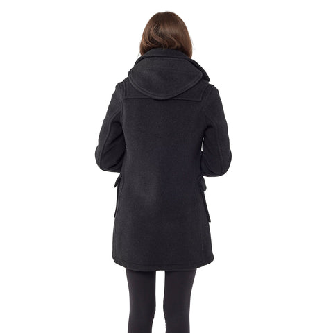 Montgomery donna, vestibilità personalizzata, cappuccio amovibile ed alamari in corno - Antracite